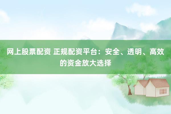 网上股票配资 正规配资平台：安全、透明、高效的资金放大选择