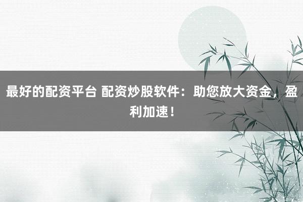 最好的配资平台 配资炒股软件：助您放大资金，盈利加速！