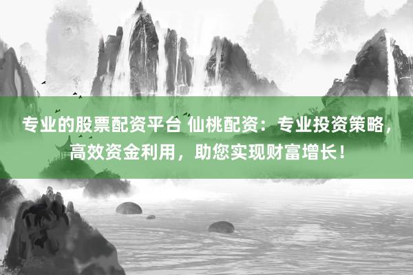 专业的股票配资平台 仙桃配资：专业投资策略，高效资金利用，助您实现财富增长！