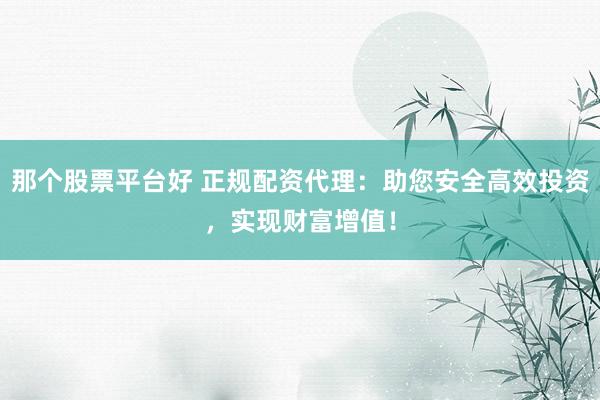 那个股票平台好 正规配资代理：助您安全高效投资，实现财富增值！