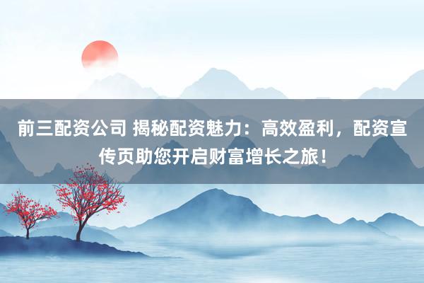 前三配资公司 揭秘配资魅力：高效盈利，配资宣传页助您开启财富增长之旅！