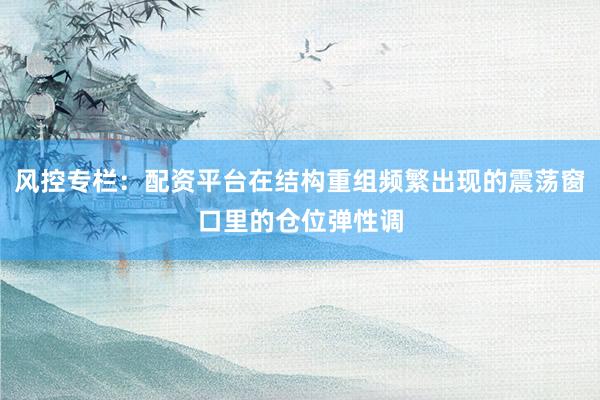 风控专栏：配资平台在结构重组频繁出现的震荡窗口里的仓位弹性调