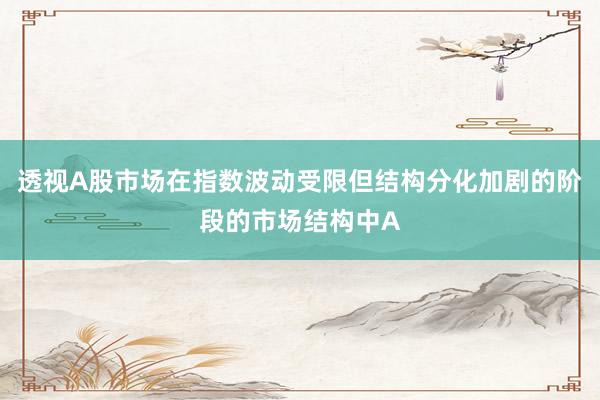 透视A股市场在指数波动受限但结构分化加剧的阶段的市场结构中A