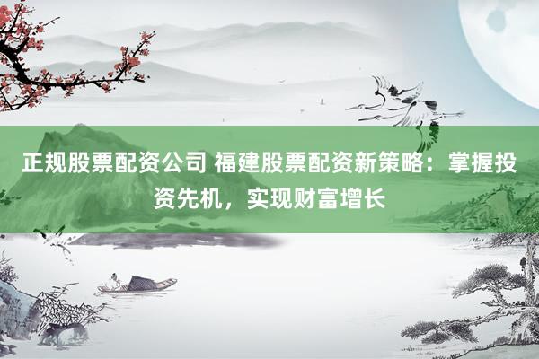 正规股票配资公司 福建股票配资新策略：掌握投资先机，实现财富增长